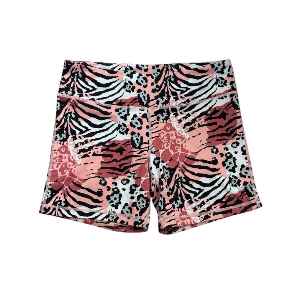 IAB MFG Animal Print Pink Black Bike Shorts Size Large